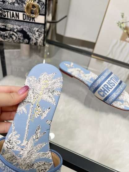 Dior Women's Monogram Embroidered Leather Slippers - Image 2