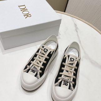 Dior Walkn series old flower embroidery thick-soled canvas shoes