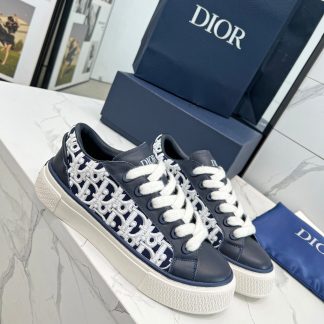 Dior navy blue embroidered tennis shoes