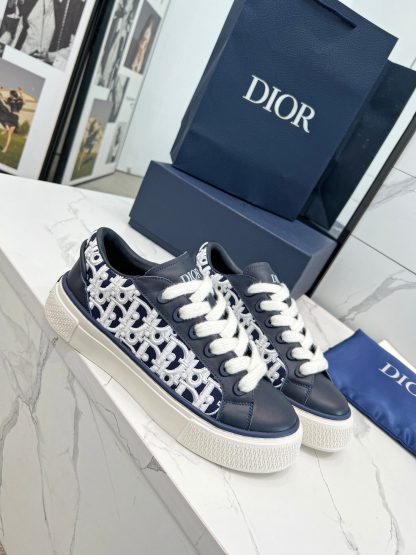 Dior navy blue embroidered tennis shoes