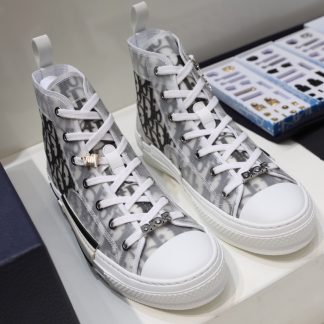 Dior Matte Pearl Glitter PVC Semi-Transparent Panel High-Top Casual Sneakers