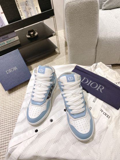 Dior Light Blue High-Top B27 Couple Casual Shoes