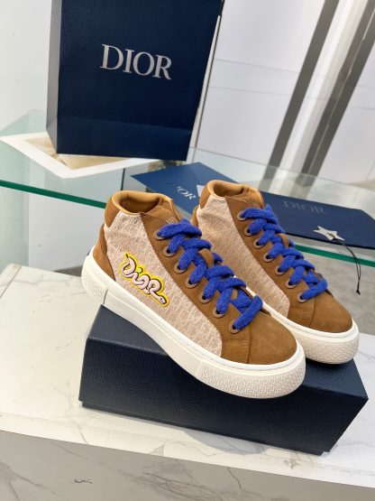 Dior brown high-top sports shoes