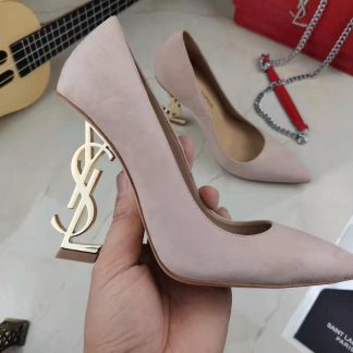 Ysl letter metal heel single shoes high heels