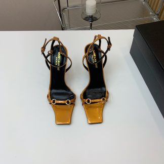 Ysl all-match square toe high heel sandals