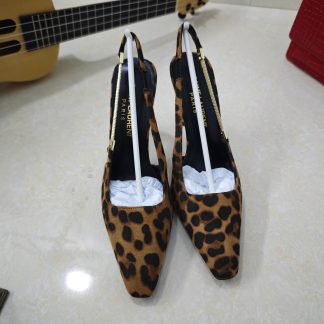 Ysl leopard print high heels Ysl logo high-heeled sandals