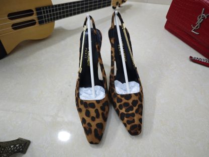 Ysl leopard print high heels Ysl logo high-heeled sandals