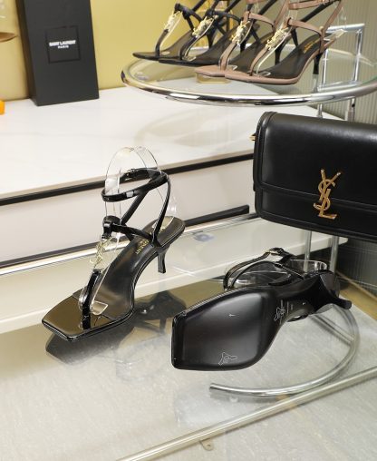 YSL black classic high-heeled sandals