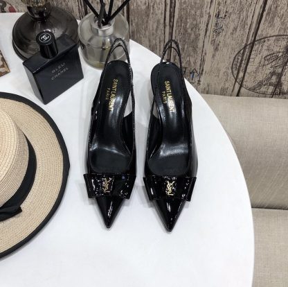 Ysl bow small pointed sandals high heels