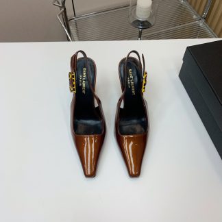 Ysl shiny high-heeled backless single shoes high heels