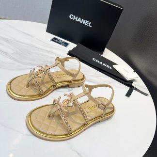 Chanel new apricot classic flip-flop intellectual and elegant sandals