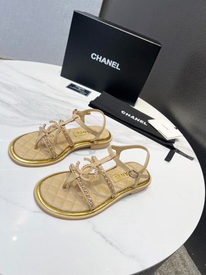Chanel new apricot classic flip-flop intellectual and elegant sandals