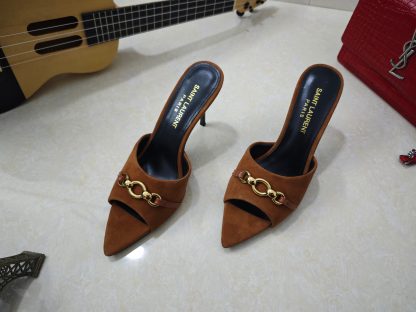 Ysl stiletto high-heeled sandals with Ysl logo