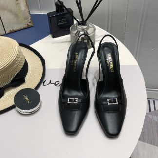 Ysl small square buckle kitten heel high heels