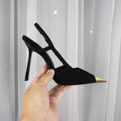 Ysl Small Gold Head Square Heel High Heels - Image 5