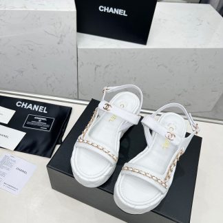 Chanel Spring White Top Chain Versatile Lightweight Sandals