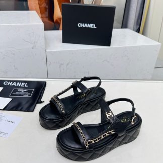 Chanel Spring Black Top Chain Versatile Lightweight Sandals