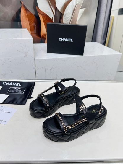 Chanel Spring Black Top Chain Versatile Lightweight Sandals