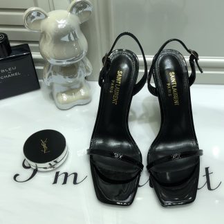 Ysl Logo Square Toe High Heels
