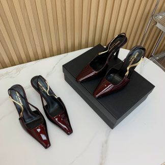 YSL runway high-heeled open-back heels