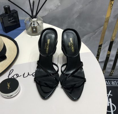 Ysl lacquered high-heeled sandals stylish elegant heels