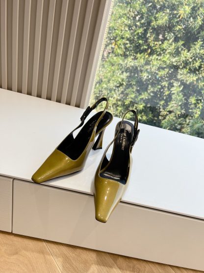 Ysl metal diamond chain high heels