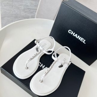Chanel's new white classic elegant flip flops sandals
