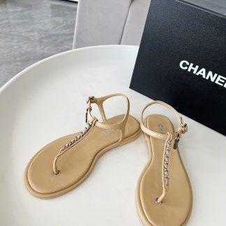 Chanel's new apricot classic elegant flip flops sandals