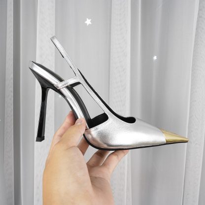 Ysl Small Gold Head Square Heel High Heels - Image 2
