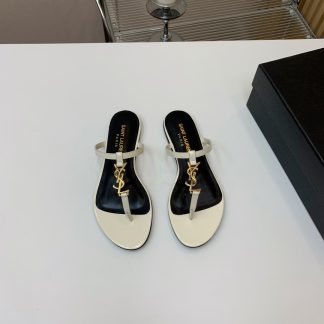 Ysl classic letter buckle flat sandals