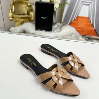 Ysl Fashion Patent Leather Elegant Slippers