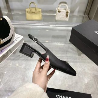Chanel Spring and Summer New Black Comfortable Low Heel Sandals Heel Height 3.5cm