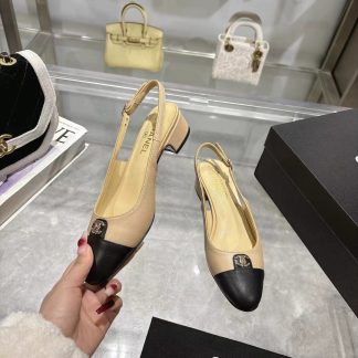 Chanel Spring and Summer Apricot New Comfort Low Heel Sandals Heel Height 3.5cm
