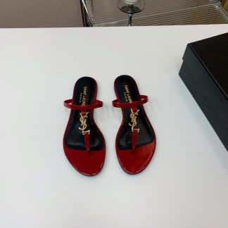 Ysl Letter Buckle Flat Sandals