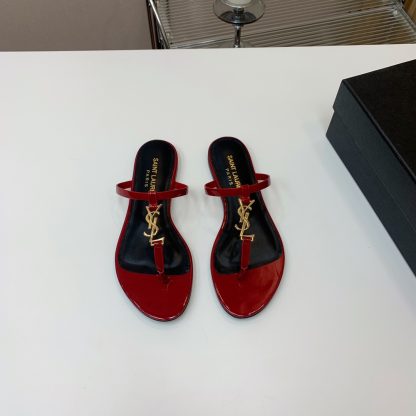 Ysl Letter Buckle Flat Sandals