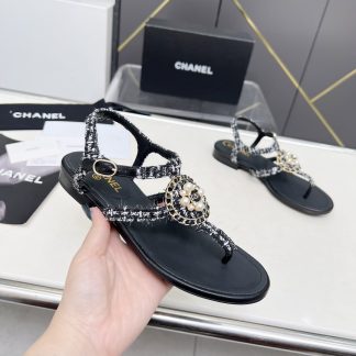 Chanel Spring and Summer Dance Shoes Series New Retro Style Black and White Sandals