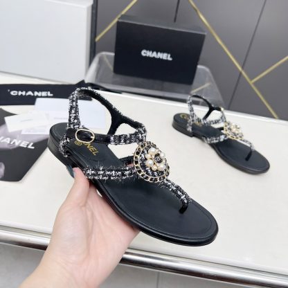 Chanel Spring and Summer Dance Shoes Series New Retro Style Black and White Sandals