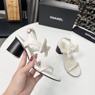 Chanel Early Spring Dance Shoes Series White Delicate Sandals Heel Height 6cm