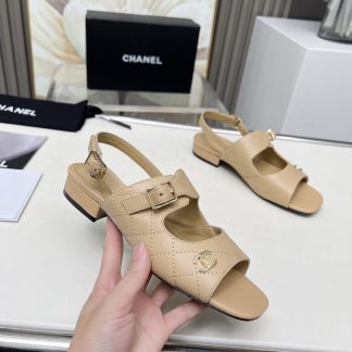Chanel Spring/Summer Dancing Shoes Collection Apricot Slim Sandals Heel Height 5cm