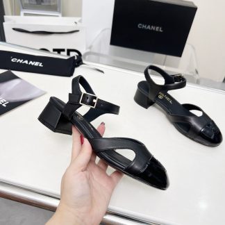 Chanel Early Spring Dance Shoes Series New European and American Style Black Sandals Heel Height 3.5cm