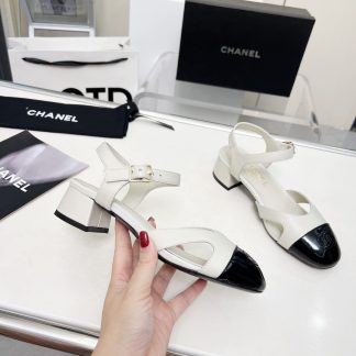 Chanel Early Spring Dance Shoes Series New European and American Style White Sandals Heel Height 3.5cm