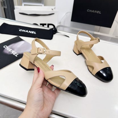 Chanel Early Spring Dance Shoes Series New European and American Style Apricot Sandals Heel Height 3.5cm