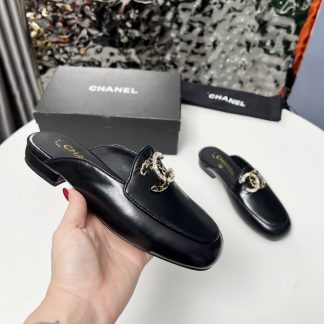 Chanel black matte early spring dance shoes series new retro feeling half slippers