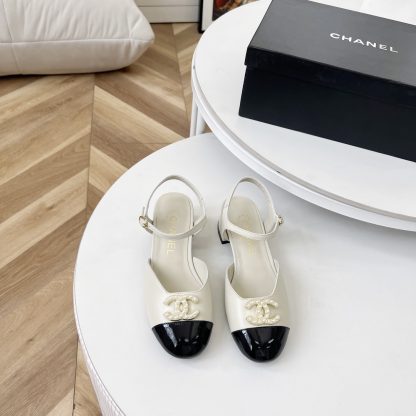 Chanel Spring and Summer Dance Shoes Series New Products White with Pearl Sandals