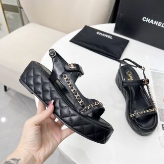 Chanel Spring and Summer Black Dance Shoes Series New European and American Catwalk Sandals