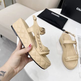 Chanel Spring and Summer Apricot Dance Shoes Series New European and American Catwalk Sandals