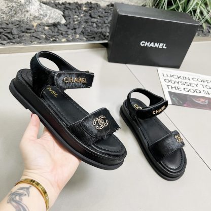 Chanel Early Spring Sandals Series Black Retro Sandals Thickness 3cm