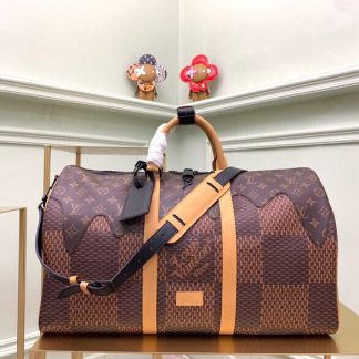 Louis Vuitton checkered nigo collaboration series keepall 50 travel bag