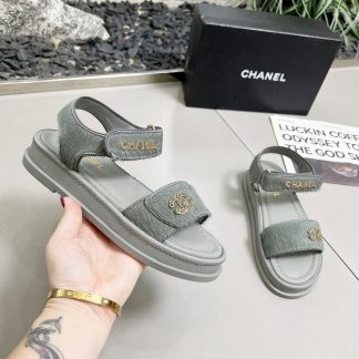 Chanel Early Spring Sandals Series Green Gray Retro Sandals Thickness 3cm