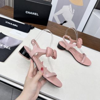 Chanel Spring/Summer Dancing Shoes Collection Pink Bow Sandals Heel Height 3.5cm